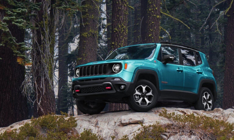 2023 Jeep Renegade parked in a forest
