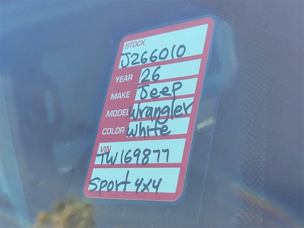 2026 Jeep Wrangler WRANGLER 4-DOOR SPORT S