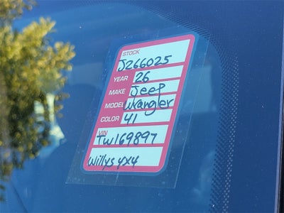 2026 Jeep Wrangler WRANGLER 4-DOOR WILLYS