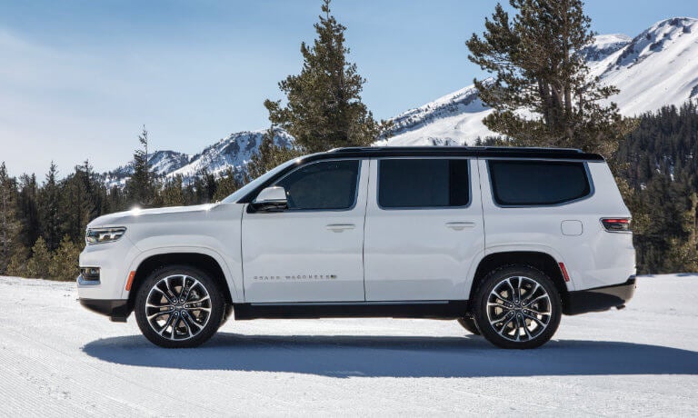 2025 Jeep Grand Wagoneer side view in snow