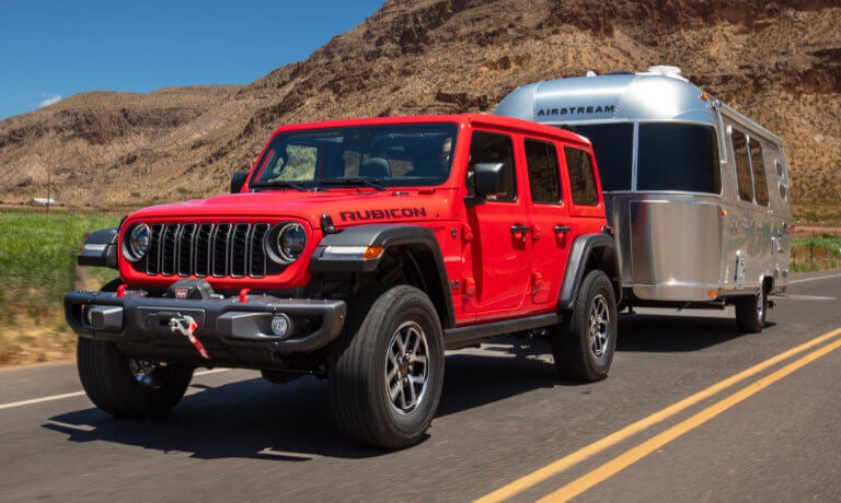 2025 Jeep Wrangler towing an Airstream